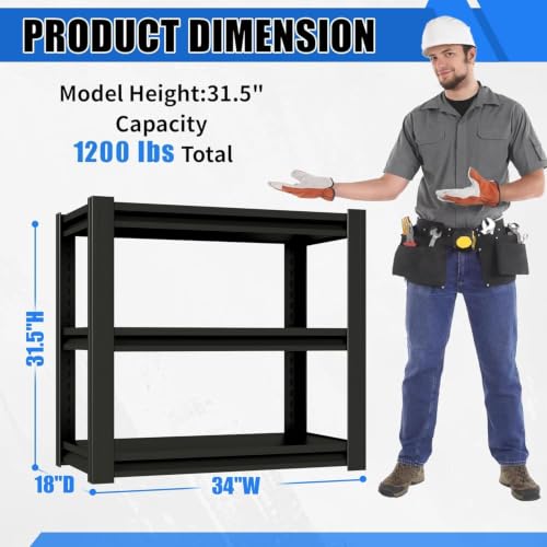 3 Tier Garage Shelving Heavy Duty,Adjustable Metal Shelving - Image 4