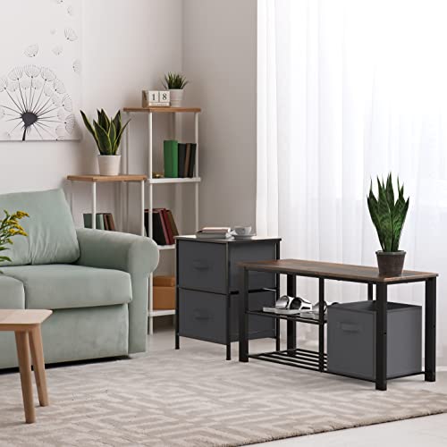 Simple Houseware Wooden Top Shoe Rack Bench with Bin | All Products - Image 6