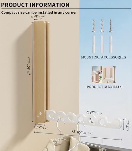Natural Wood Folding Clothes Hanger Rack for Laundry Room - Image 4