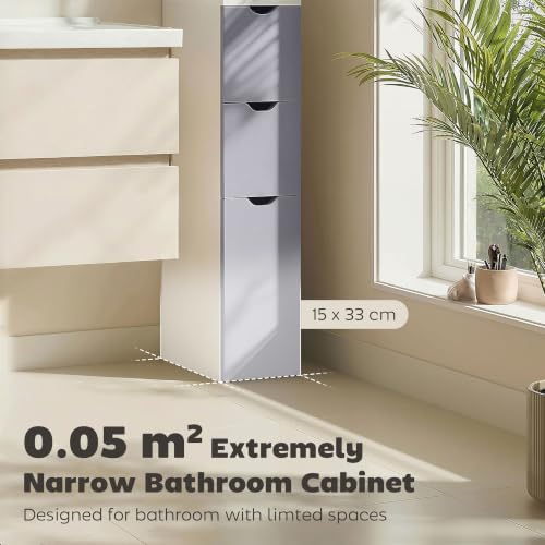 HOMCOM 54" Tall Bathroom Storage Cabinet, Freestanding - Image 5