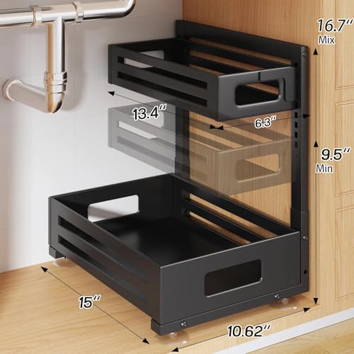 2 Pack Under Sink Organizer,Pull Out Cabinet Organiz | Under Sink Stor - Image 3