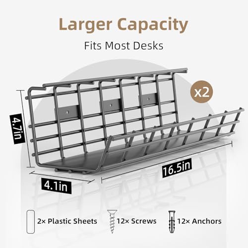 2 Pack DELAMU Under Desk Cable Management Tray, Larg | All Products - Image 4