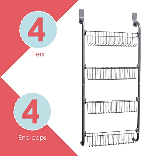 Home Basics Heavy Duty 4 Tier Over the Door Storage Shelf Hanging - Image 4