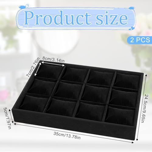 AHQiZFX 2 Pieces Elegant Velvet Watch Tray, 12 Grid | Jewelry Organiza - Image 3
