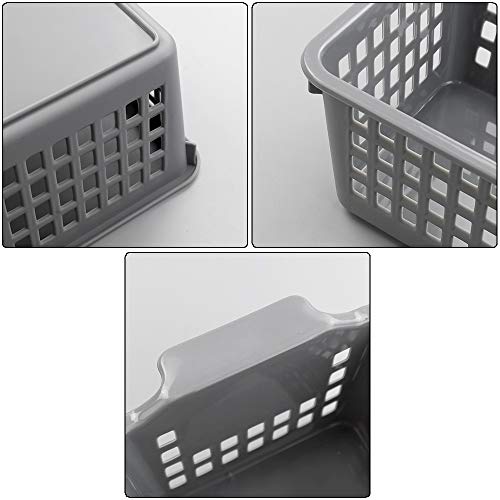 6-Pack Slim Plastic Storage Baskets Bin, Rectangle Basket Set - Image 3
