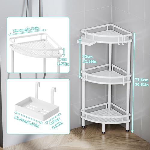 HapiRm Standing Corner Shower Caddy - 3 Tier Large Capacity - Image 6