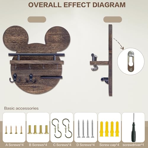 AIRPOP Key Holder for Wall–Mouse Wooden Mail Organizer - Image 6