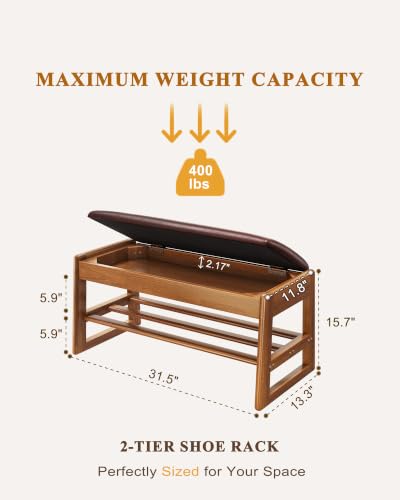Shoe Rack Bench with Hidden Storage, 2‑Tier Solid | Home Organization - Image 3