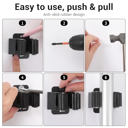 24 PCS Heavy Duty Broom Holder Wall Mount, Stainless Steel Broom - Image 5