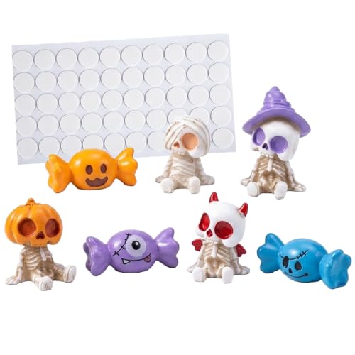Halloween Car Decorations 7 Pack - Mini Resin Skeleton Pumpkin - Image 2
