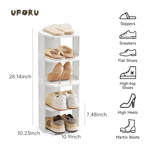 UFORU 5-Tier Small Vertical Shoe Rack,Plastic Shoe Organizer - Image 4