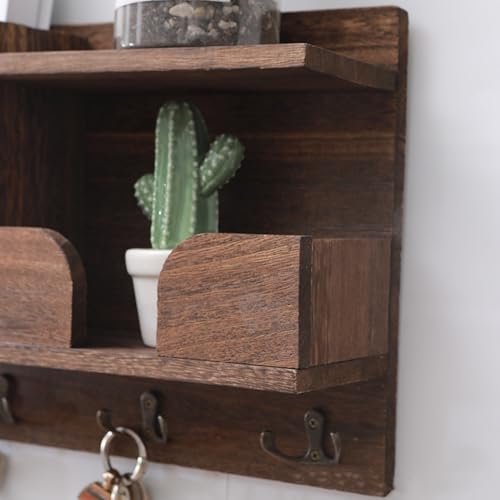 Key Holder Wall Mount, Wooden Organizer Wall Mount with 4 - Image 8