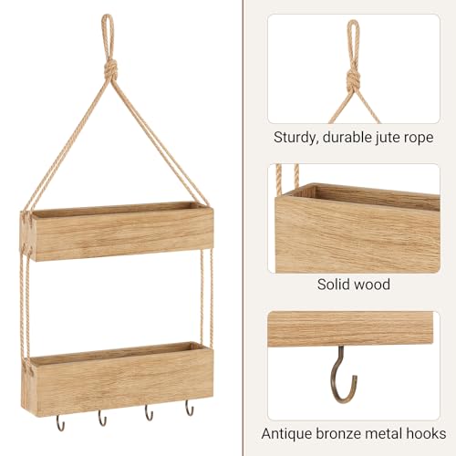 Mkono Bedside Shelf Organizer, Macrame Wall Hanging Room Decor - Image 8