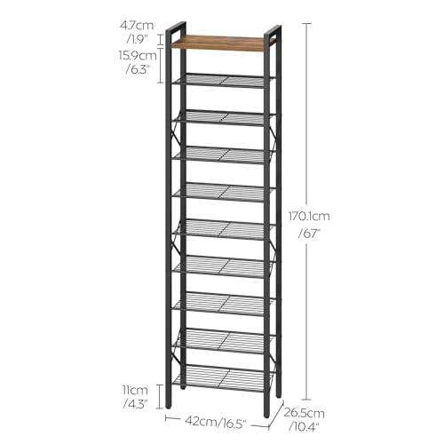 10-Tier Narrow Shoe Rack, Tall Shoe Rack for 10-20 Pairs - Image 4