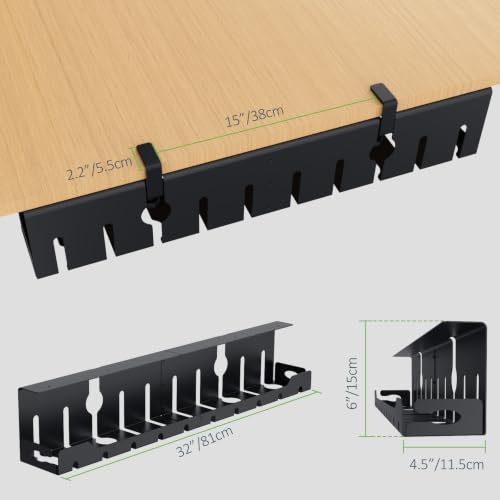 KEEGH Under Desk Cable Management Tray 32 in, Metal Cable Holder - Image 6