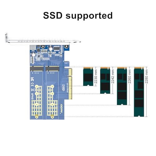 10Gtek Dual M.2 NVMe SSD Adapter Card - PCIe 3.0 x8 Slot (M-Key) - Image 5