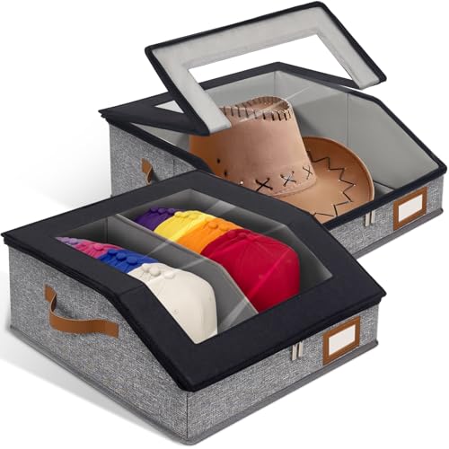 2 Pack Large Stackable Hat Storage Box Baseball Cap - Image 2