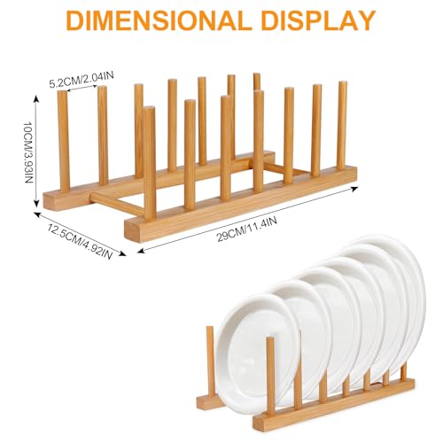 SAMEBUTECO Bamboo Wooden Dish Racks Plate Stand Holder Vertical - Image 3