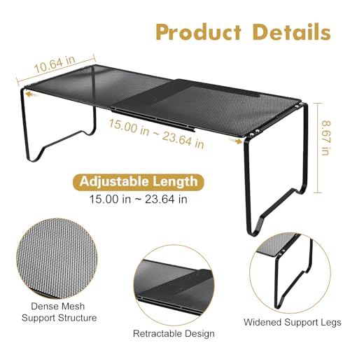 Extendable Dense Mesh Metal Shelf - 15-24.4in | Home Organization - Image 2