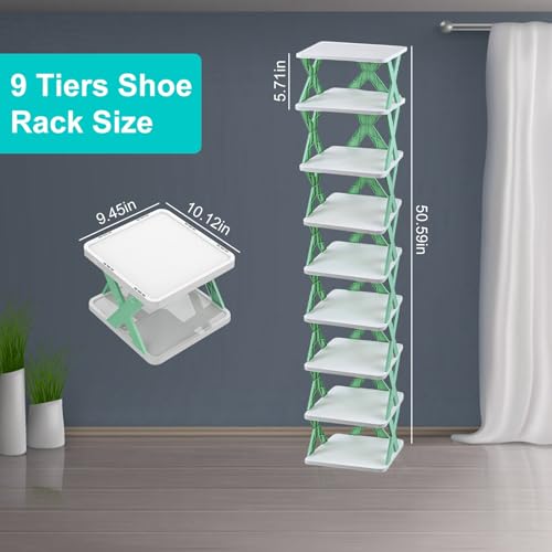 KOCASO Tall Narrow Vertical Shoe Rack, 9 Tier Space Saving Shoe - Image 3