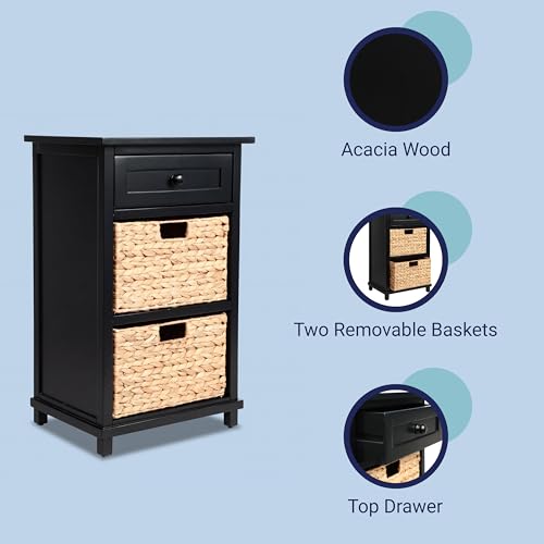 happimess Malibu 26" Acacia Wood Storage Nightstand with Drawer - Image 7