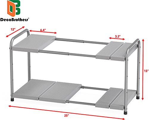 Deco Brothers Under Sink 2 Tier Expandable Shelf Organizer, Gray - Image 4