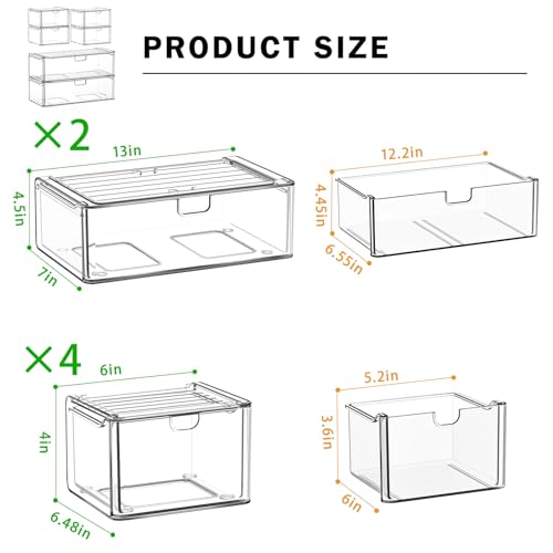 caktraie 6-Pack Acrylic Stackable Storage Drawers for Vanity - Image 4