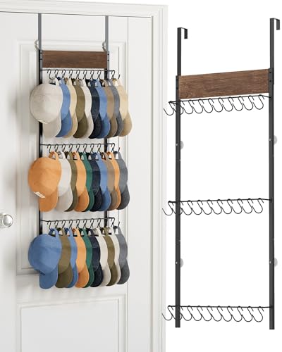 Over the Door Hat Organizer with 30 Hooks, 3-Tier Hat Rack - Image 2