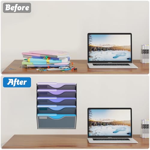 5 Tier Hanging Wall File Organizer, Mesh Mail Paper - Image 5