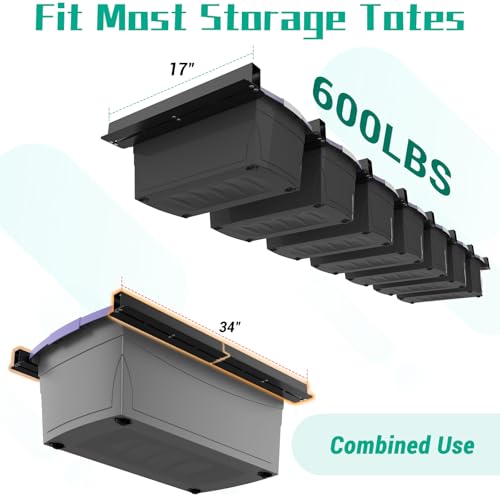 Linone Ceiling Storage Rack, 16 Inch, 8 Sets for 7 Bins - Image 6