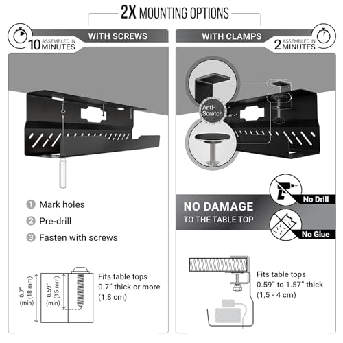 Under Desk Cable Management Tray no Drill – Wire Man | Cable Managemen - Image 4