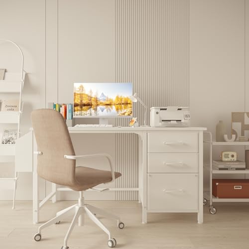 Lufeiya White Desk with File Drawers Cabinet, 47 Inc | All Products - Image 3