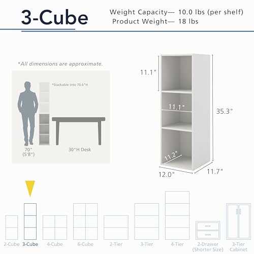 Homes: Inside + Out Apexa 3-Cube Storage Organizer | Home Organization - Image 4