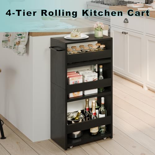 MARTY Slim Rolling Storage Cart, Wood Utility Kitche | All Products - Image 6