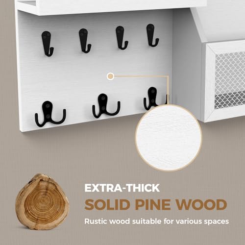 Key Holder Wall Mount Pine Wood 16 X 8 Mail Organizer - Image 4