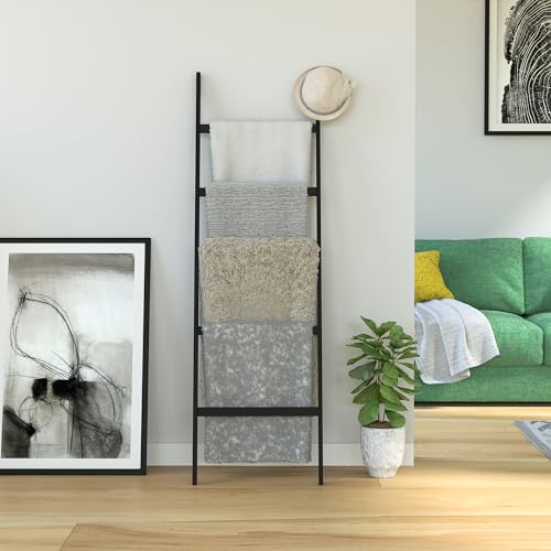 WTZ Bamboo Blanket Ladder, 5-Layer Towel Racks - Image 3