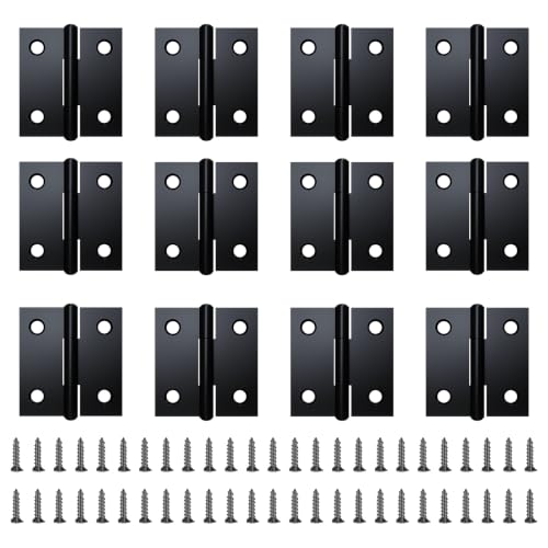 12Pack 1.5” Black Stainless Steel Hinge for Cabinet, Box - Image 2