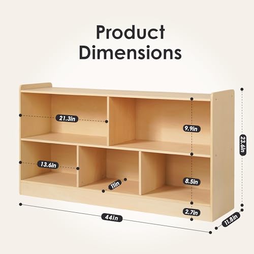 Montessori Book and Toy Shelf for Kids, 5-Section Organizer - Image 4