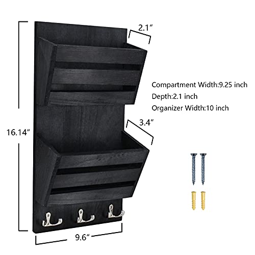 Unistyle Rustic Mail Organizer Wall Mount with 4 Key - Image 4