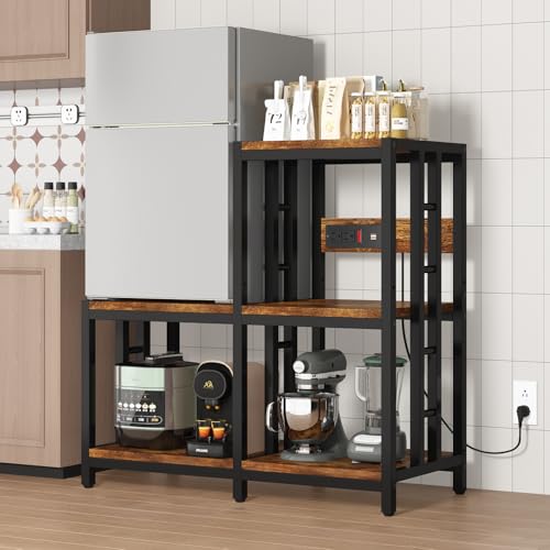 Mini Fridge Stand Coffee Bar Cabinet with Power Outlet, Baker - Image 2
