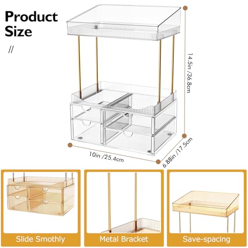 SNSLXH 4-Tier Clear Makeup Organizer Bathroom Storage - Image 3