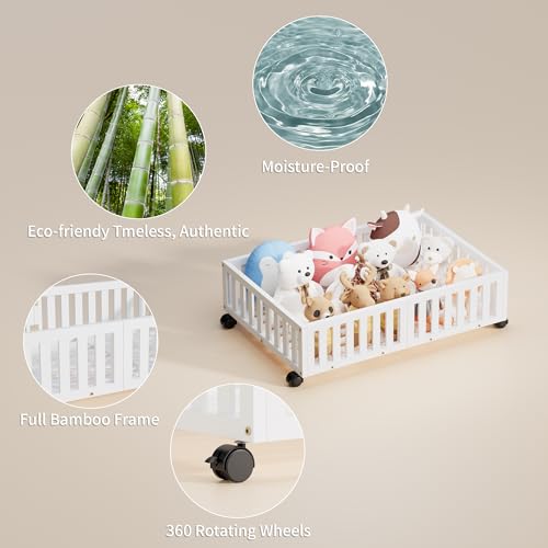 Under Bed Storage with Wheels, 2 Pcs Bamboo Drawers - Image 4