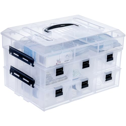MyGift 11 Inch Clear Plastic Storage Box Container, Arts - Image 2