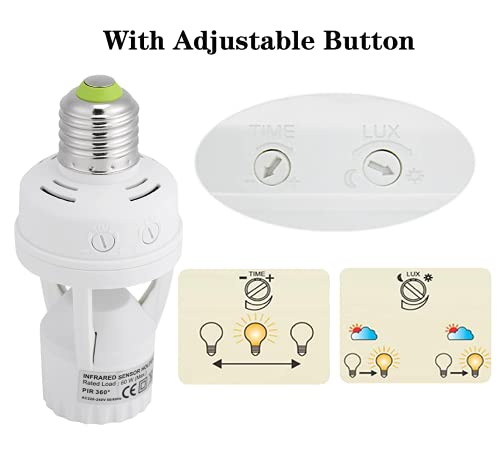 PIR Motion Sensor Light Socket, E27 Screw Light Bulb Holder LED - Image 4