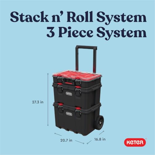 Keter Stack N Rolling Tool Box Modular Storage System 3 Piece - Image 3