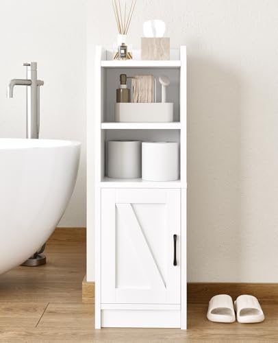 Narrow Bathroom Storage Cabinet with Door & Adjustable Shelf - Image 2