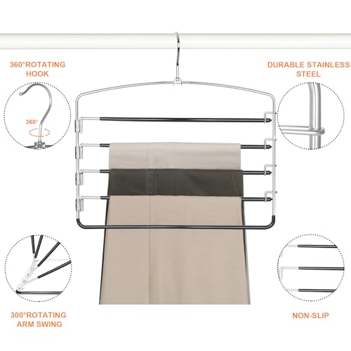 TOPIA HANGER Pant Hangers Space Saving 3 Pack with Non - Image 7
