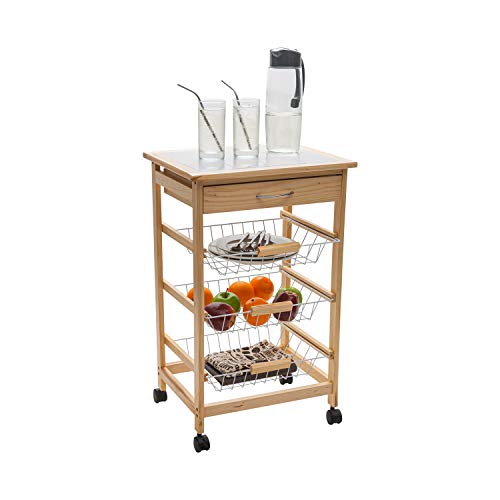 Organize It All Mobile Kitchen Utility Cart with Wire Drawers - Image 4