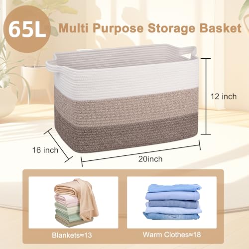 OIAHOMY Large Blanket Basket, 65L Cotton Rope Woven | All Products - Image 4