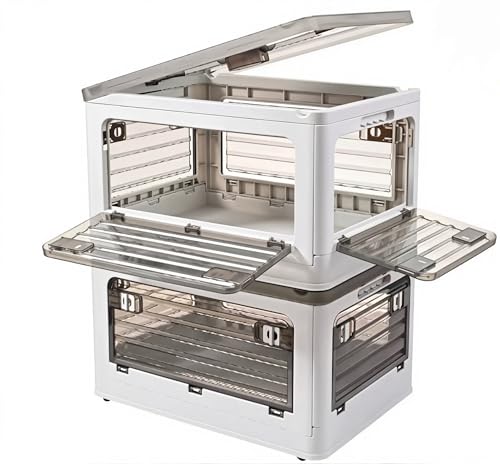 32Qt Plastic Storage Bins With Lid, Collapsible With Wheels - Image 2